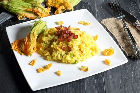 Risotto Ai Fiori Di Zucca E Pancetta La Ricetta Del Primo Piatto Dal