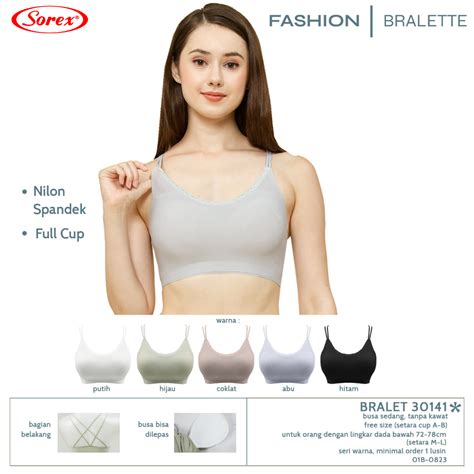 Jual Bra BH Bralet Sorex 30141 Tanpa Kawat Busa Sedang Cup A B