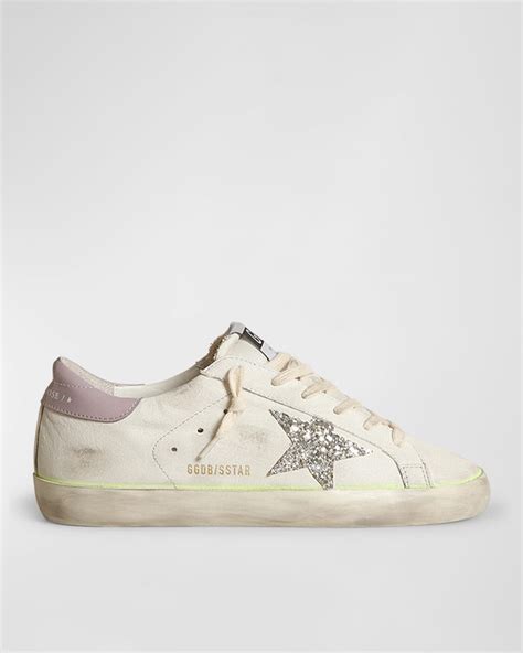 Golden Goose Superstar Leather Glitter Low Top Sneakers Neiman Marcus