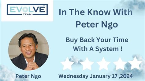 In The Know With Peter Ngo Buy Back Your Time With A System Wednesday