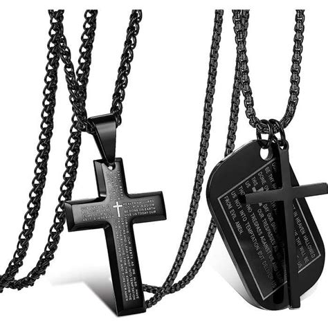 Colliers Croix Pour Homme Étiquette De Chien Collier Pendentif Croix