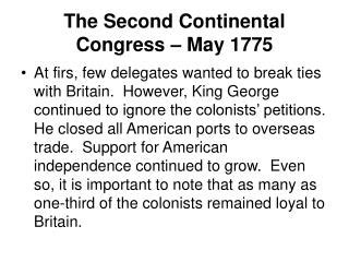 PPT - The Second Continental Congress – May 1775 PowerPoint Presentation - ID:1833544