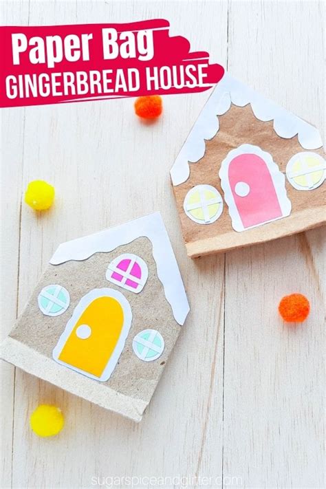 Paper Bag Gingerbread House Free Printable