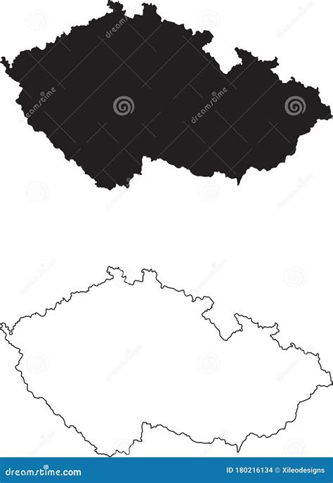 Czech Republic Map Black Silhouette Country Map Isolated On White