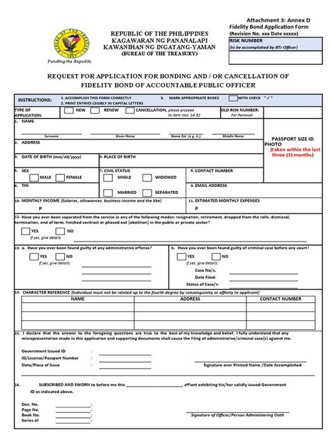 New Revised Fidelity Bonding Application Form in Excel | PDF | Government