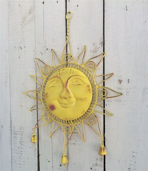 Large Yellow Sun Face Wind Chime Long Etsy Wind Chimes Chimes