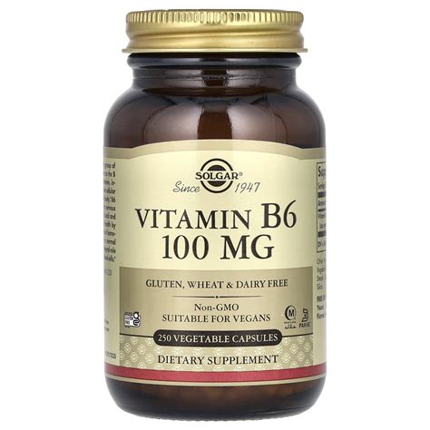 Solgar Vitamin B6 100 Mg 250 Vegetable Capsules