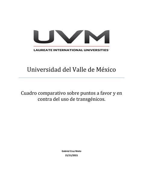 Actividad 15 Salud Ambiental Universidad Del Valle De MÈxico Cuadro Comparativo Sobre Puntos A