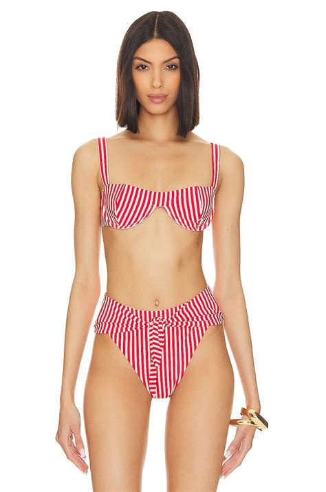 WeWoreWhat Sorrento Bikini Top In Red Off White Stripes REVOLVE