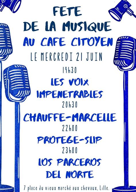 Concert Fête De La Musique Au Café Citoyen à Lille Mercredi 21 Juin 2023