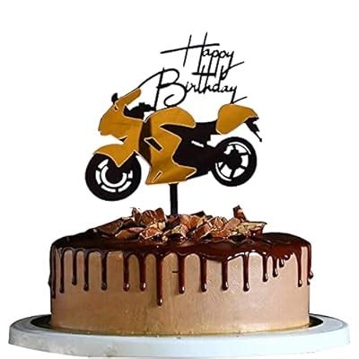 Buy YUINYO Acrylic Motorcycle Happy Birthday Cake Topper Birthday Cake