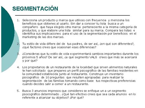 Segmentacin Segmentacin Del Mercado Procedimiento De Dividir Un