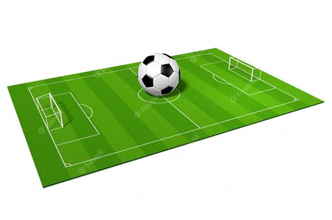 Premium Photo Checkered Soccer Ball On Pitch Isolated On Whtie