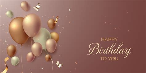 Happy Birthday Luxury Banner Celebration Rose Gold With 3d Realistic