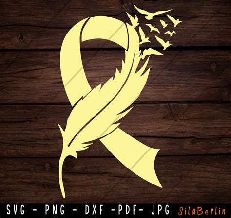 Feather Yellow Ribbon SVG Sarcoma Cancer Svg Awareness - Etsy UK