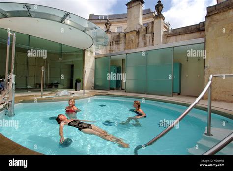 Three Young Women Bathing In The Hot Springs Of The Ancient Roman Stock