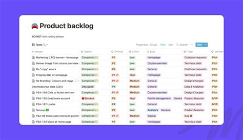 Excel Product Backlog Template