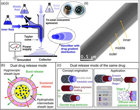 The Tri Axial Electrospinning Process A Tri Axial Spinneret I