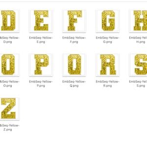 Faux Embroidered Sequin Png Alphabet Set Yellow Sequin Yellow Faux