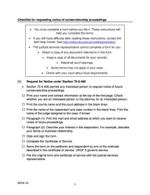 Fillable Online Utcourts Checklist For Requesting Notice Of