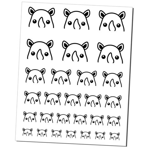 Peeking Rhino Temporary Tattoo Water Resistant Fake Body Art Set Collection