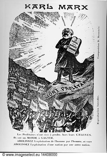 19th Century French Illustration Depicting Karl Marx Depicted As Moses