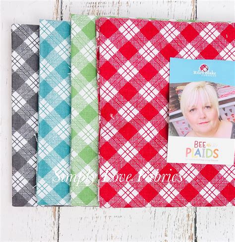 Bee Plaids Fat Quarter Bundle C12020 4 Fabrics By Lori Holt For Riley Blake Designs