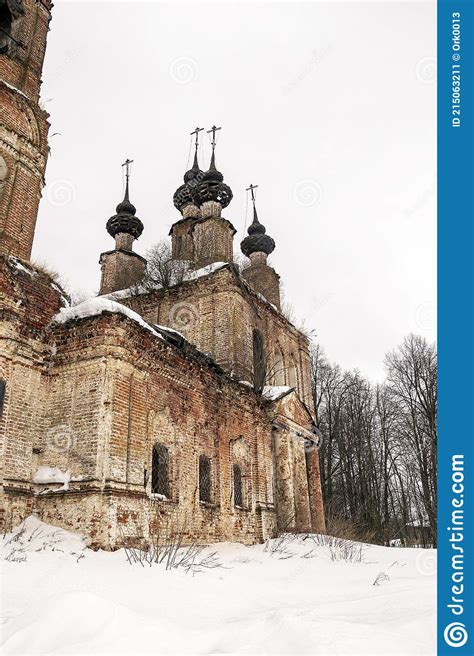 Destroyed Orthodox Church In Winter Stock Image Image Of Broken