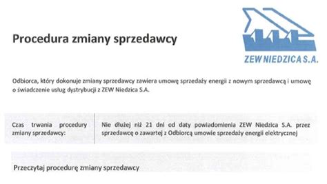 Zesp Elektrowni Wodnych Niedzica Zmiana Sprzedawcy