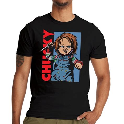 Chucky Walking With Knife Black Cotton T Shirt Childs Play Party City