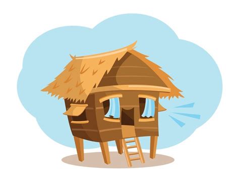 Nipa Hut Clipart Black And White Sun