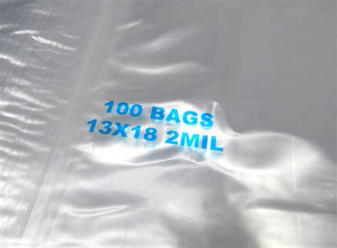 100 13 X18 Ziplock Clear Poly Bags 2 Mil Reclosable Large Jumbo Size 13x18 Bags