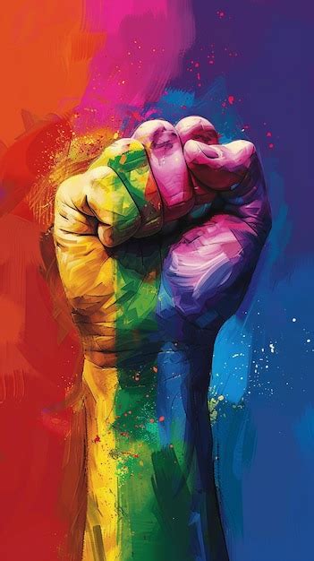 Premium Photo Illustration Of Lgbt Flag And A Fist