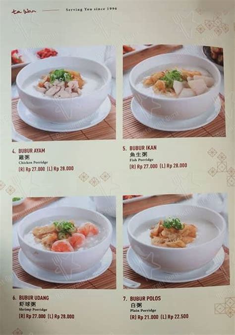 Menu At Ta Wan Restaurant Tangerang Lippo Supermall