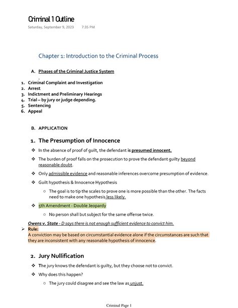 Criminal Outline Chapter Introduction To The Criminal Process A