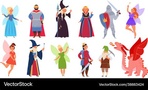 Fairy tale clipart medieval magician characters Vector Image