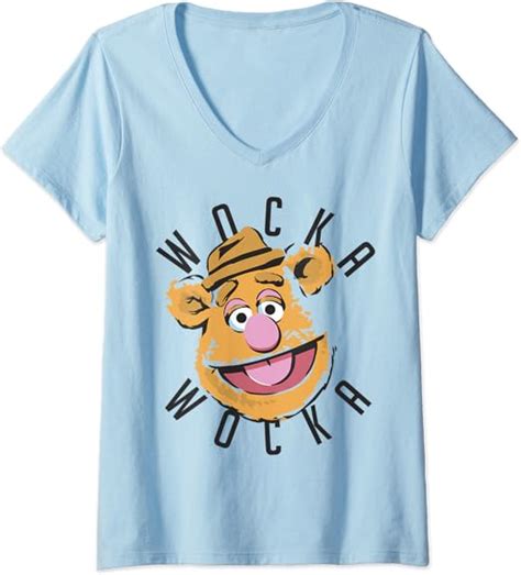 Damen Disney The Muppets Fozzie Bear Wocka Wocka Big Face T Shirt Mit V