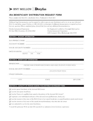 Fillable Online IRA BENEFICIARY DISTRIBUTION REQUEST FORM BNY Mellon