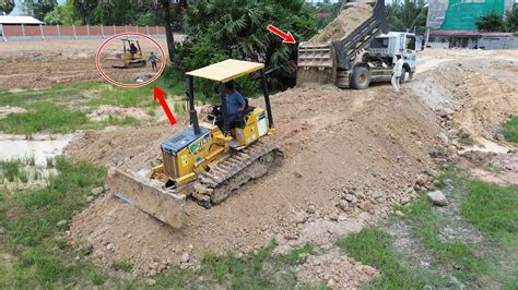 Excellent Process Filling Land By Powerful Bulldozer D P And D P With