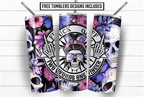 Fuck Off Two Words One Finger Oz Skinny Tumbler Sublimation Design