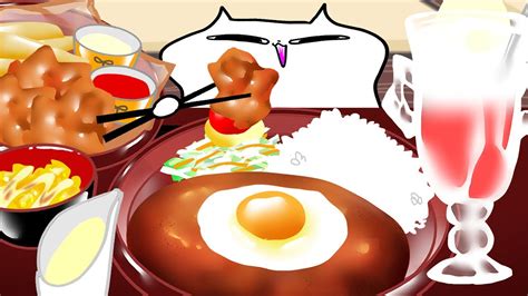 Gluttony Cat Eats Salisbury Steak Fried Egg