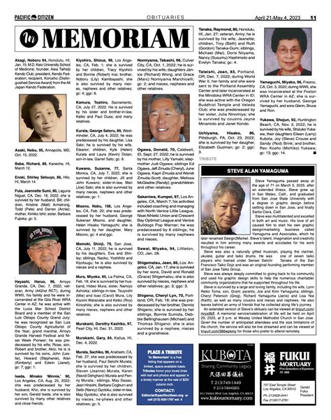 2023 Obituaries Pacific Citizen