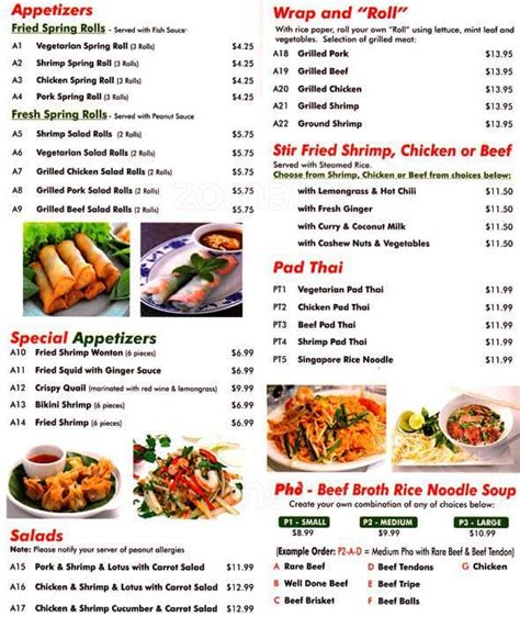 Menu at Viet Taste restaurant, Ottawa