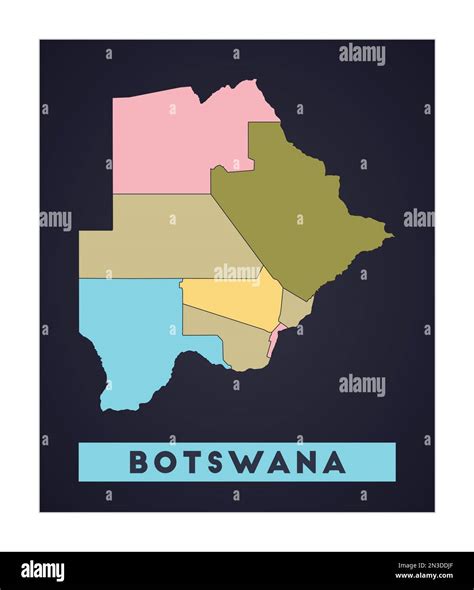 Botswana Map Country Poster With Regions Shape Of Botswana With