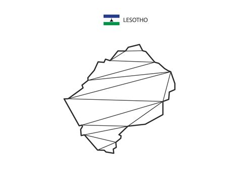 Mosaic Triangles Map Style Of Lesotho Isolated On A White Background