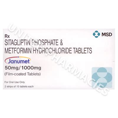 Janumet (Sitagliptin/Metformin Hydrochloride) - 50mg/1000mg (30 Tablets ...