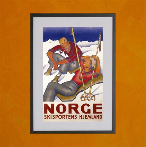 Norge Skisportens Hjemland Retro Ski Poster 85x11 Poster Etsy