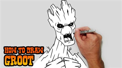 How To Draw Groot Guardians Of The Galaxy Video Tutorial