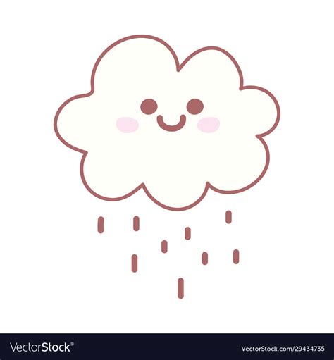 Kawaii cloud rain weather cartoon cute Royalty Free Vector