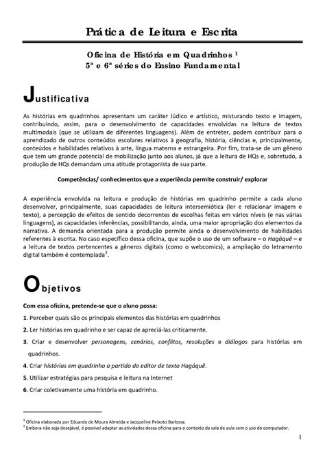 Lp Ef H Material Para Estudo Pr Tic A De Le Itura E Esc Rita O Fic